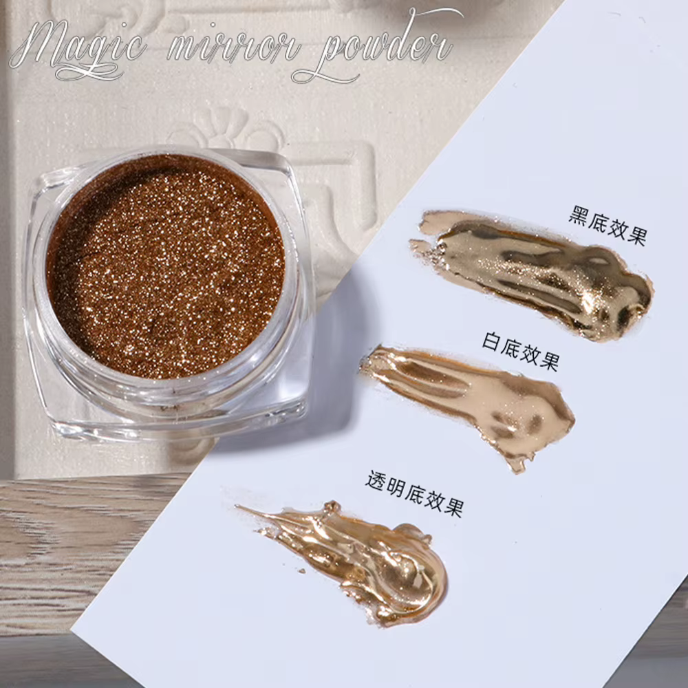 Poudre miroir or argent pour Nail Art, 1 boîte, paillettes élégantes, Champagne, vernis Gel UV, pous
