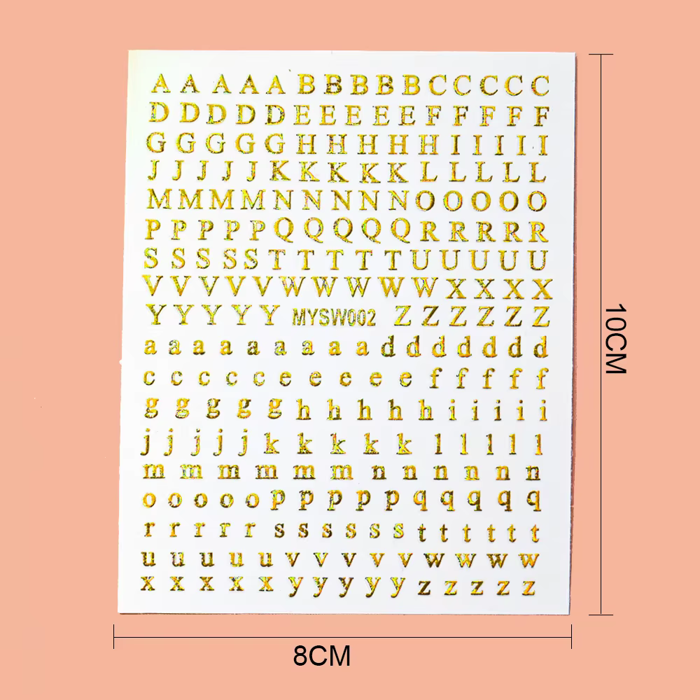 Autocollant pour ongles Alphabet 3D, 1 pièce, Laser argent/or, 26 lettres anglaises, décalcomanies p