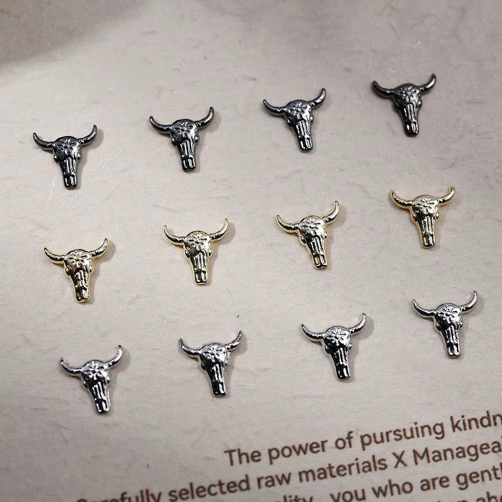 Mélange de breloques pour ongles Cowboy occidental, 30 pièces, décorations d'ongles rétro tête de ta