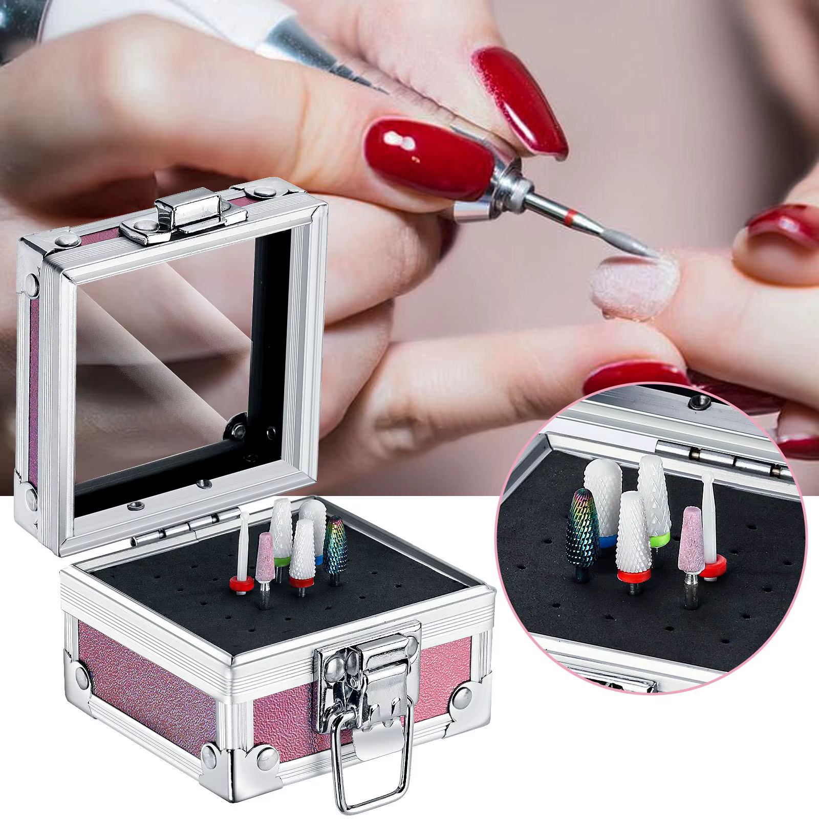 Porte-foret à ongles professionnel avec 25 trous, boîte de rangement d'affichage en aluminium, conte