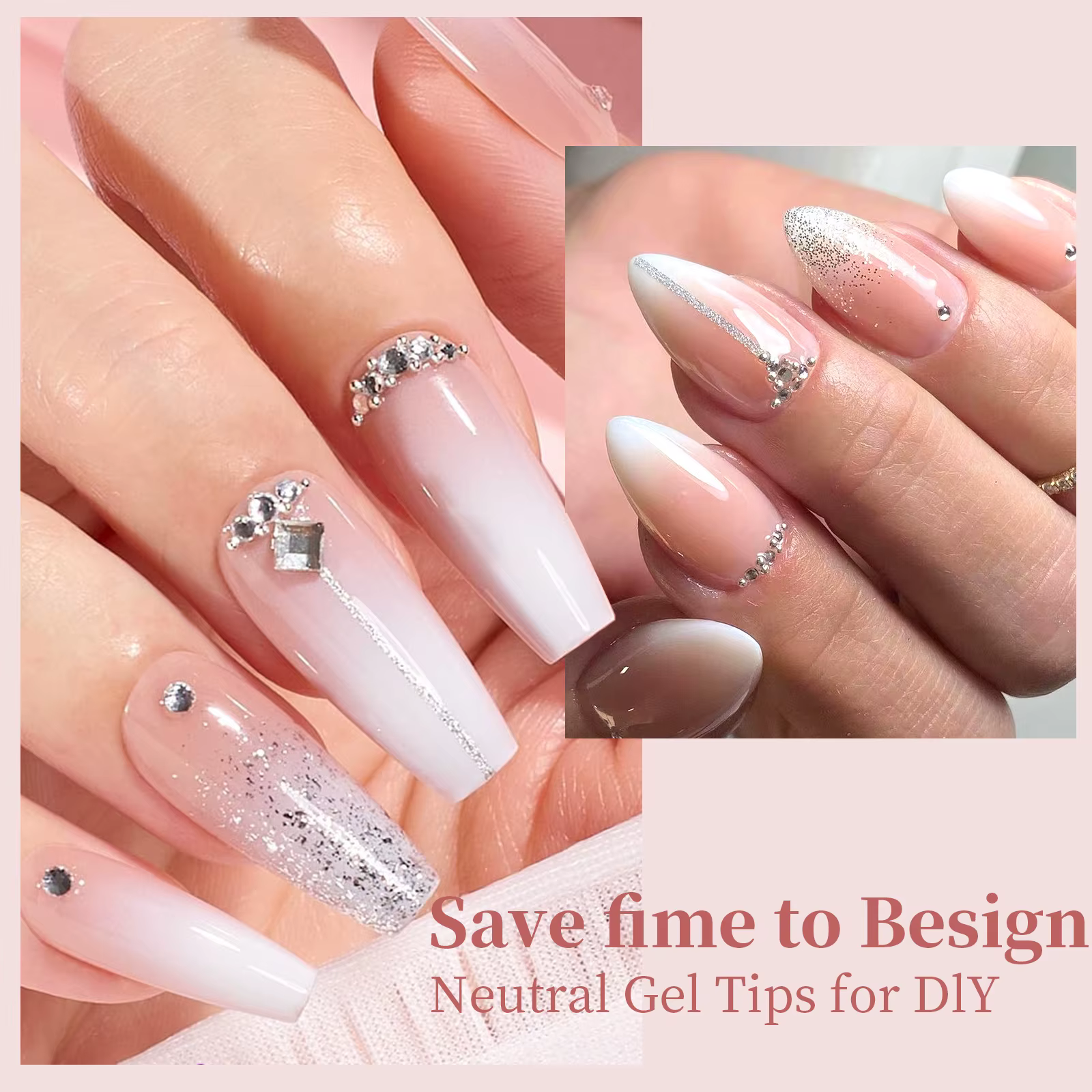 150 pièces dégradé couleur nue amande portable faux ongles conseils presse sur ongles acryliques amo
