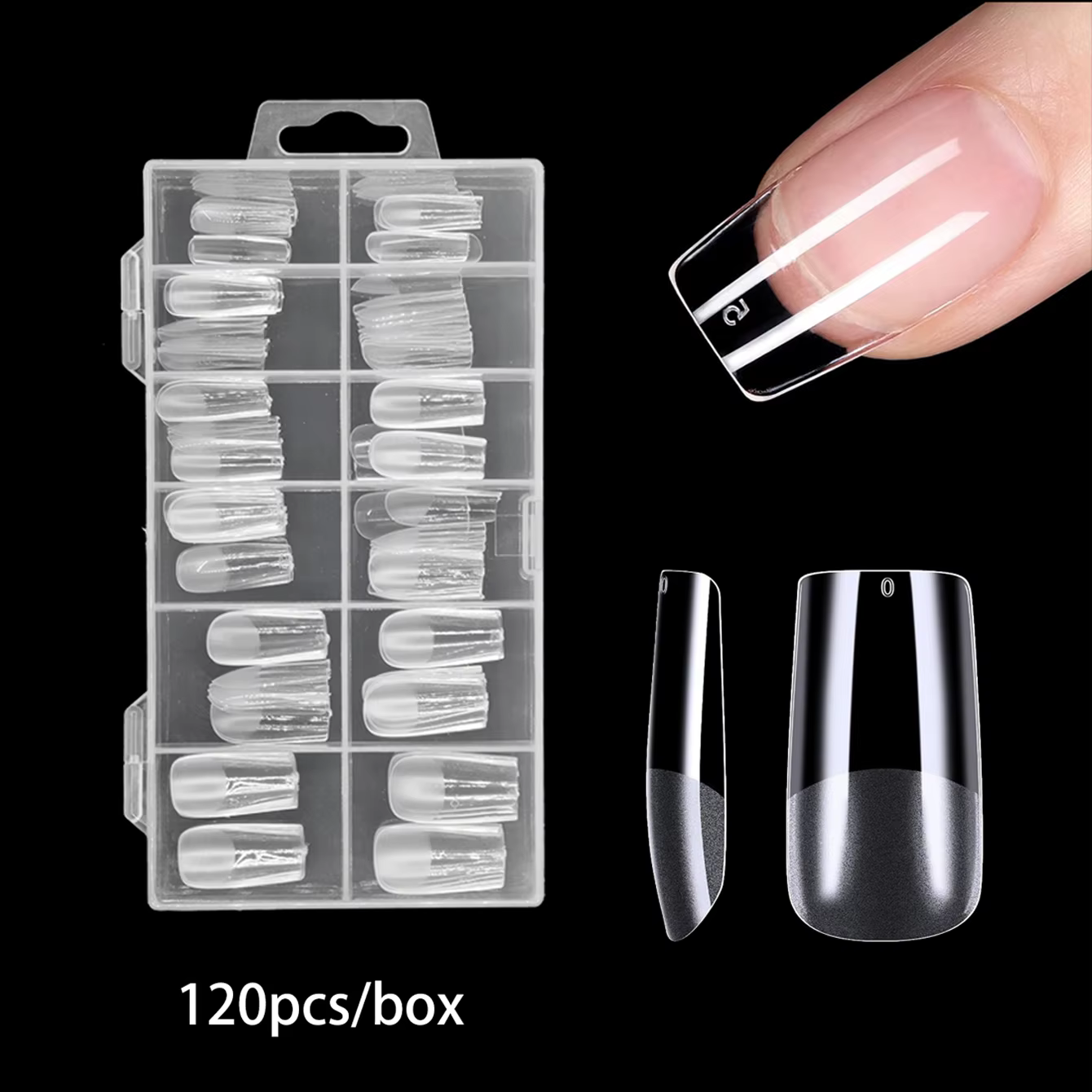 Faux ongles carrés moyens, 120/240/330/600 pièces, ongles à pression transparents avec pointes de Ge