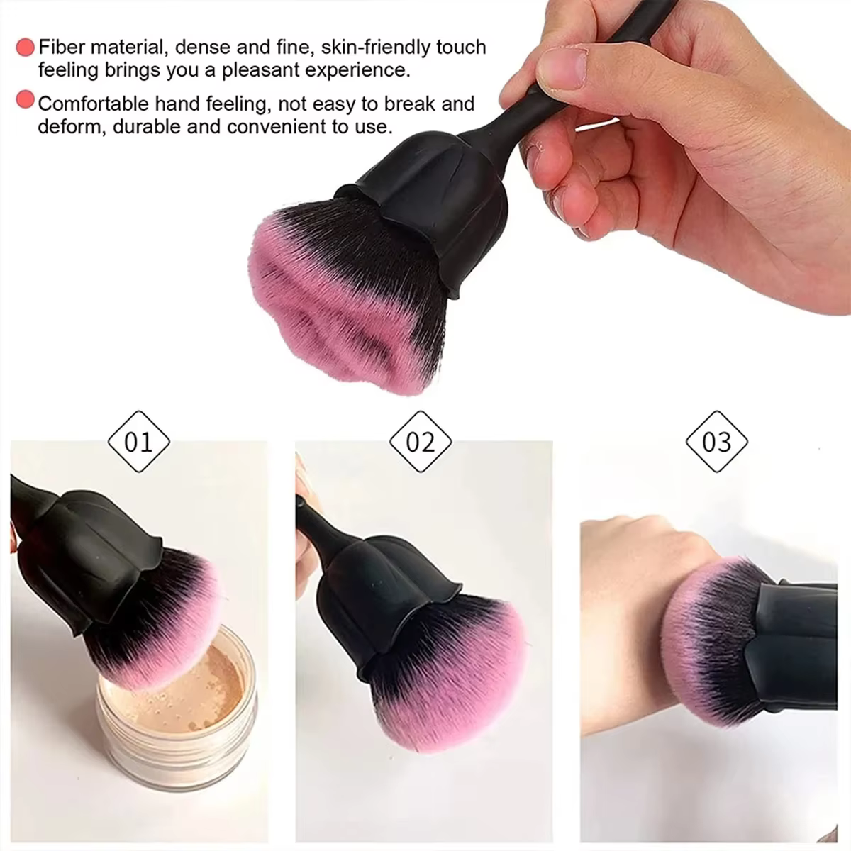 Brosse pour Nail Art, fleur Rose, pour enlever la poussière des ongles, acrylique, Gel UV, vernis, p