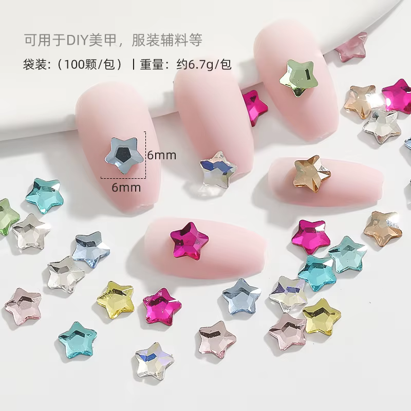Strass multicolores pour Nail Art, 100 pièces, Mini pierres précieuses à dos plat, 6mm, pour bricola