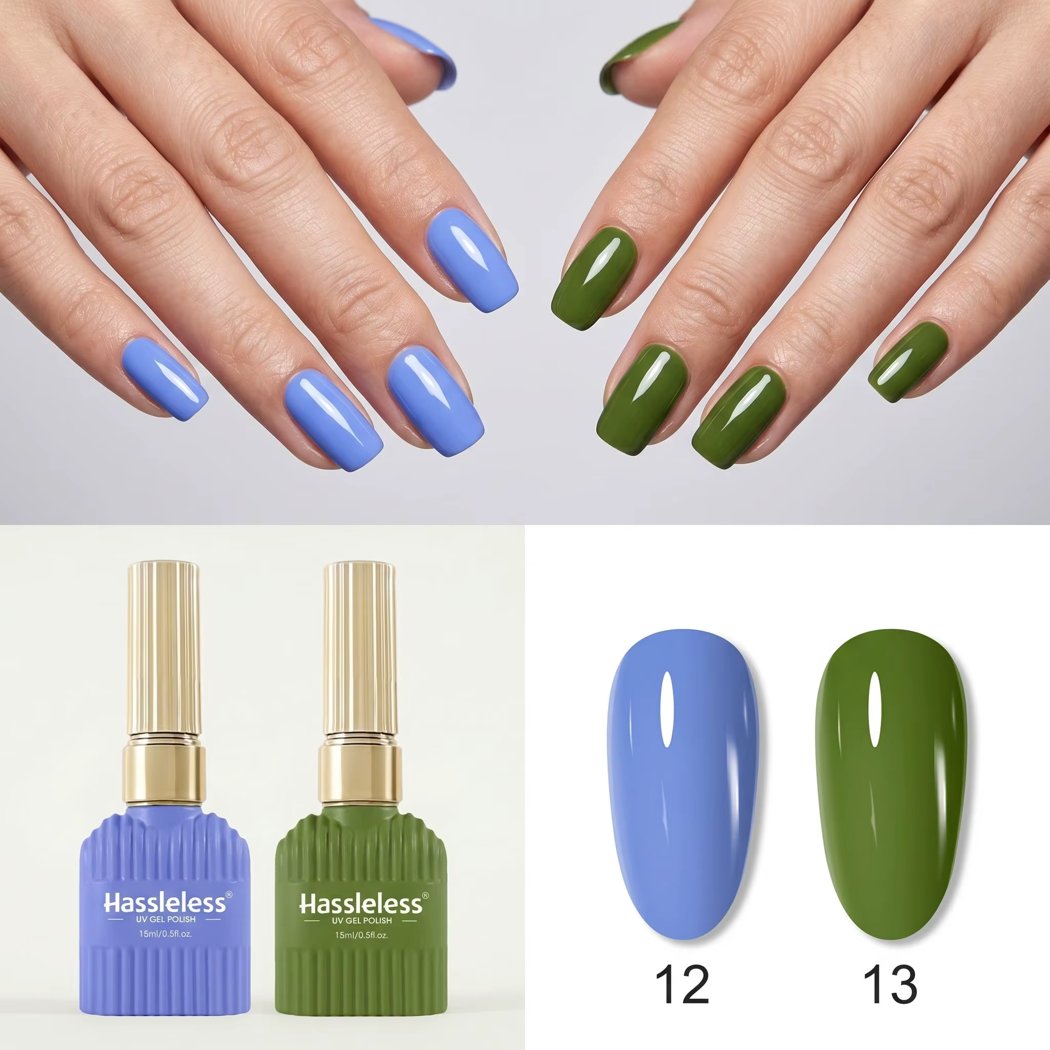 Gel vernis à ongles d'été, disponible en bleu et vert, gel LED amovible, gel de salon hautement satu