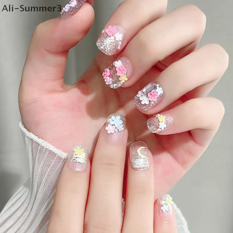 Mélange coloré de fleurs à cinq pétales, breloques pour ongles, décorations pour ongles, outils de m