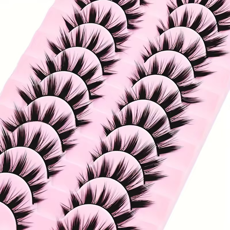 10 paires de faux cils, extensions de cils épais, outils de maquillage pour les yeux réutilisables (