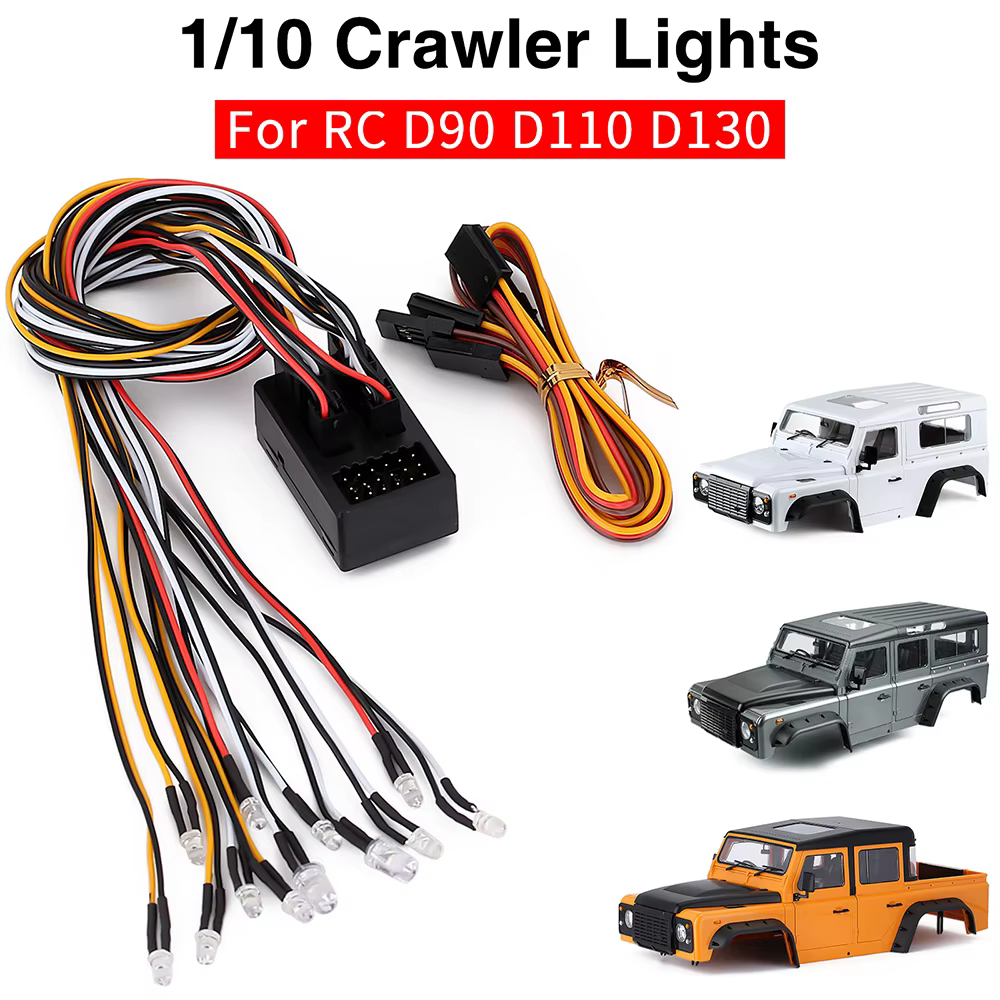 Kit de feux LED 12 LED de haute qualité pour voitures RC, accessoires pour crawler RC 1/10, pièces d