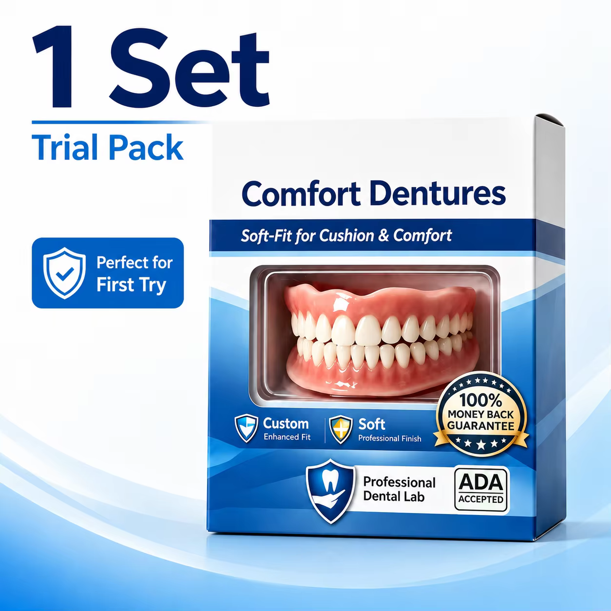 Prothèses dentaires, dents artificielles, pose instantanée, aspect naturel, ajustement confortable p