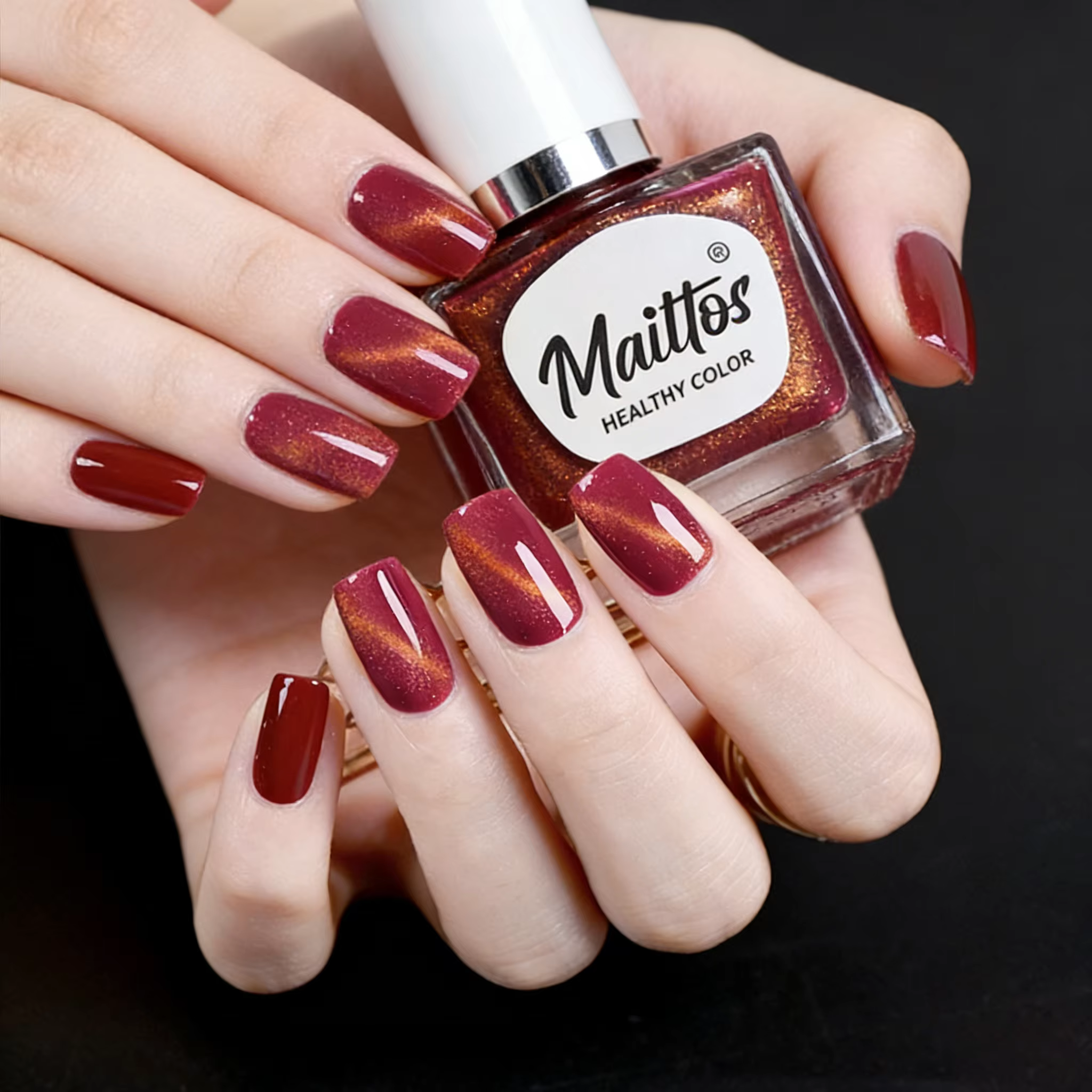 WA504 Rose - Vernis à ongles à base d'eau effet œil de chat 12ml, sans cuisson, inodore, avec aimant