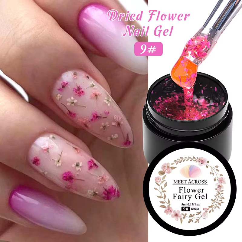 Verhéritage à Ongles Rose vaccé, Gel de Peinture UV, Semi-Continu, Fleur Naturelle, Dégradé, N64.5 m
