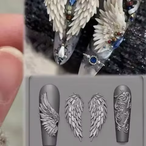 Moule 3D en Silicone pour décorations d'art d'ongle, bricolage de modèles d'ailes d'angle d'arc de f