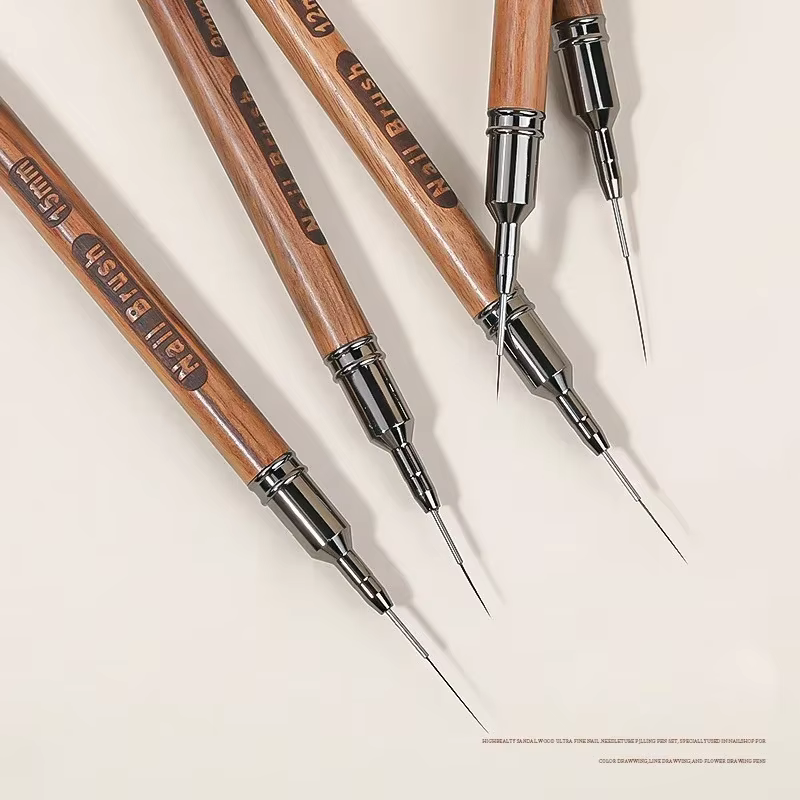 Pinceau à ongles en bois pour gel, liner pour nail art, pinceau de peinture DIY, stylo à dessin pour