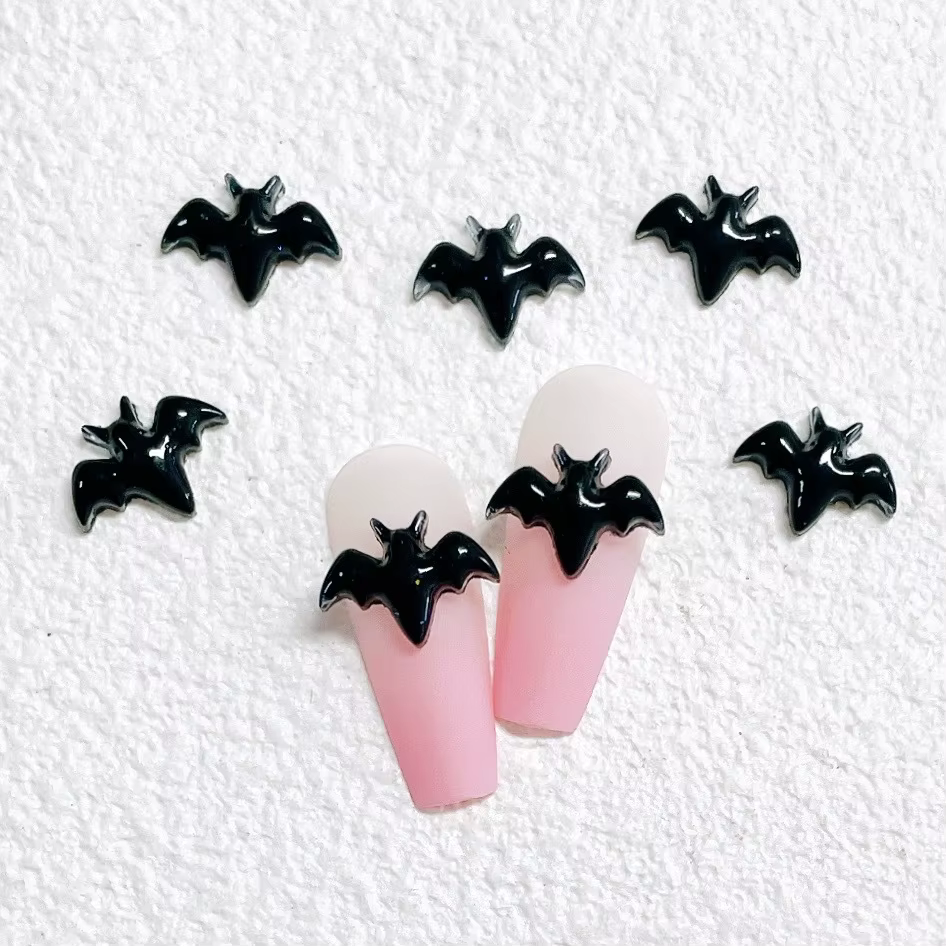Halloween Nail Art brillant noir chauve-souris Nail Art accessoires couleur foncée résine décorative