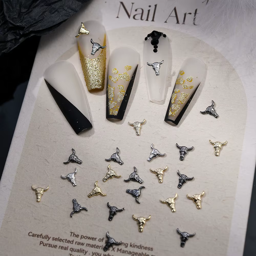 Mélange de breloques pour ongles Cowboy occidental, 30 pièces, décorations d'ongles rétro tête de ta