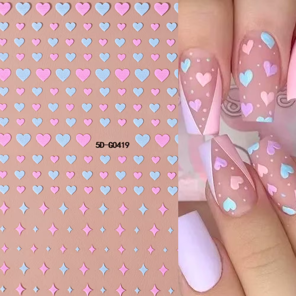 Autocollants 5D en Relief pour Ongles, Lèvres Rouges/Roses, Décalcomanies Romantiques de Luxe, Curse