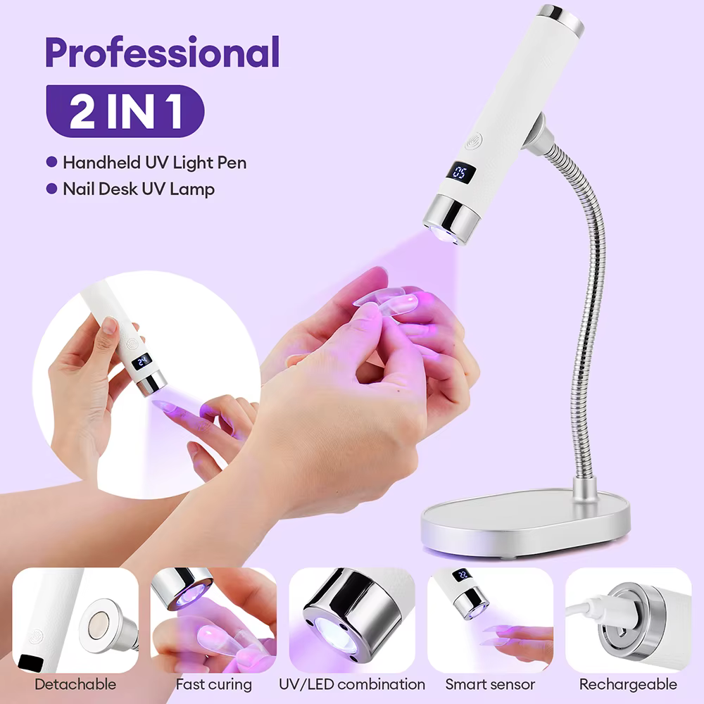 Sèche-ongles Portable UV, lampe à ongles en Gel Rechargeable avec tuyau Flexible, lumière de thérapi
