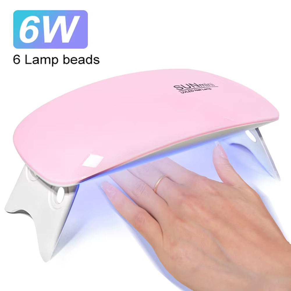 Mini lampe de séchage des ongles portable, 6 LED, lampe UV pour le séchage du vernis, vernis gel ave