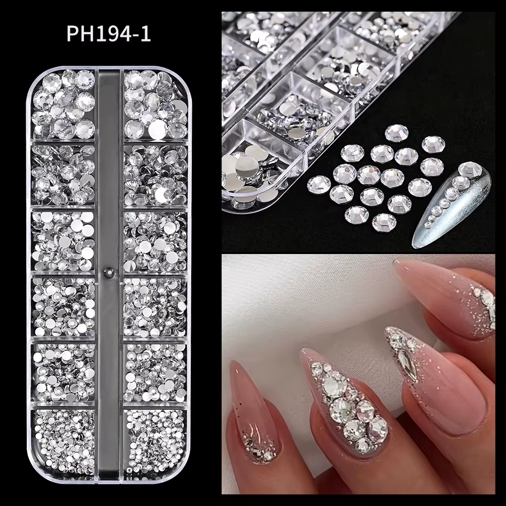 12 Grilles SS6-SS30 Mixte Nail Strass Brcorporelle Clair/Or/Rose/Bleu Diamant À Dos pio Nail Gemmes