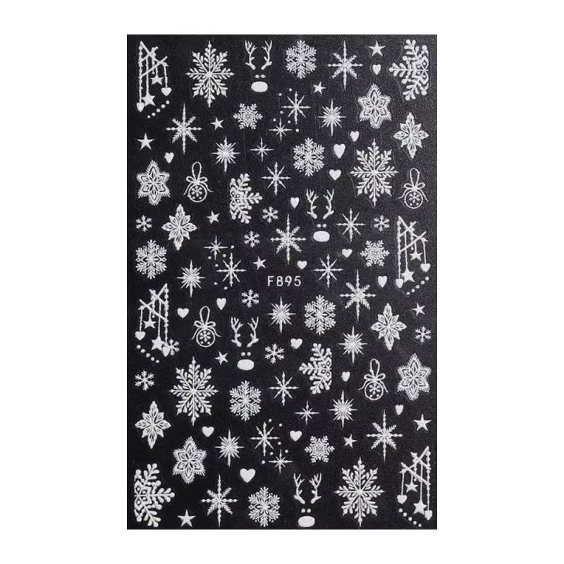 Autocollants de décoration pour les ongles, motifs flocon de neige, noël, nouvel an, hiver