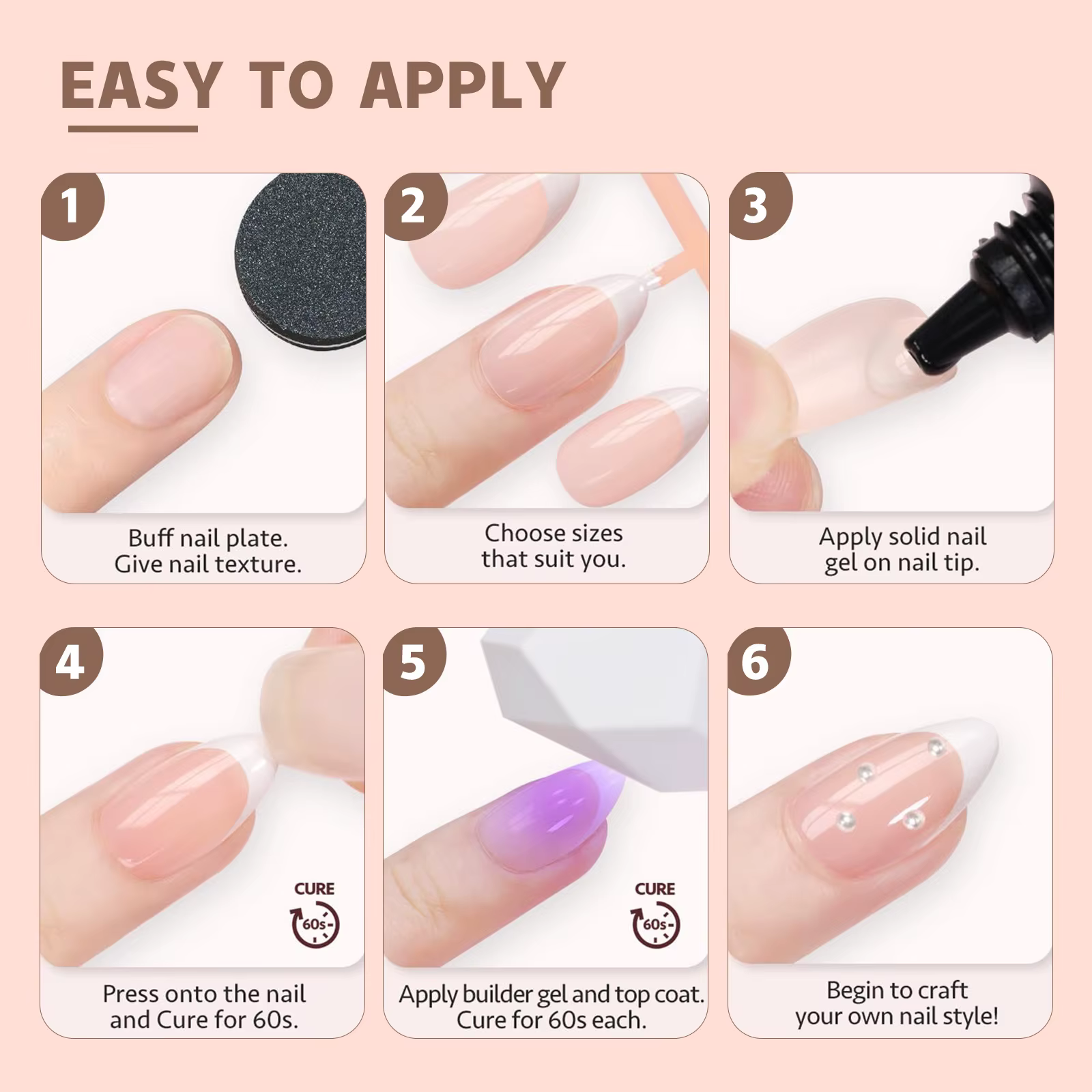 150 pièces multi-tailles faux ongles presse sur ongles acryliques amande français portant armure amo
