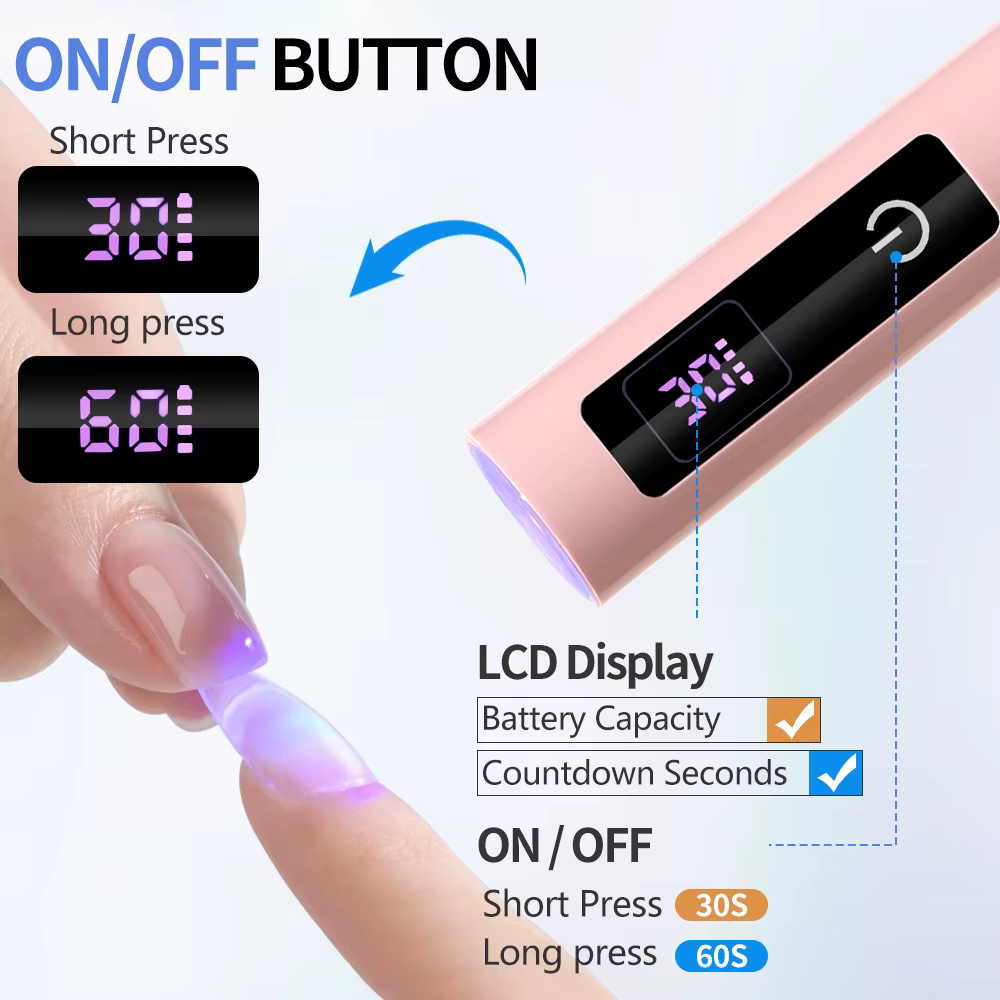 Sèche-ongles UV LED chronométré, lampe tactile, lampe de poche Rechargeable, lumière UV, séchage des