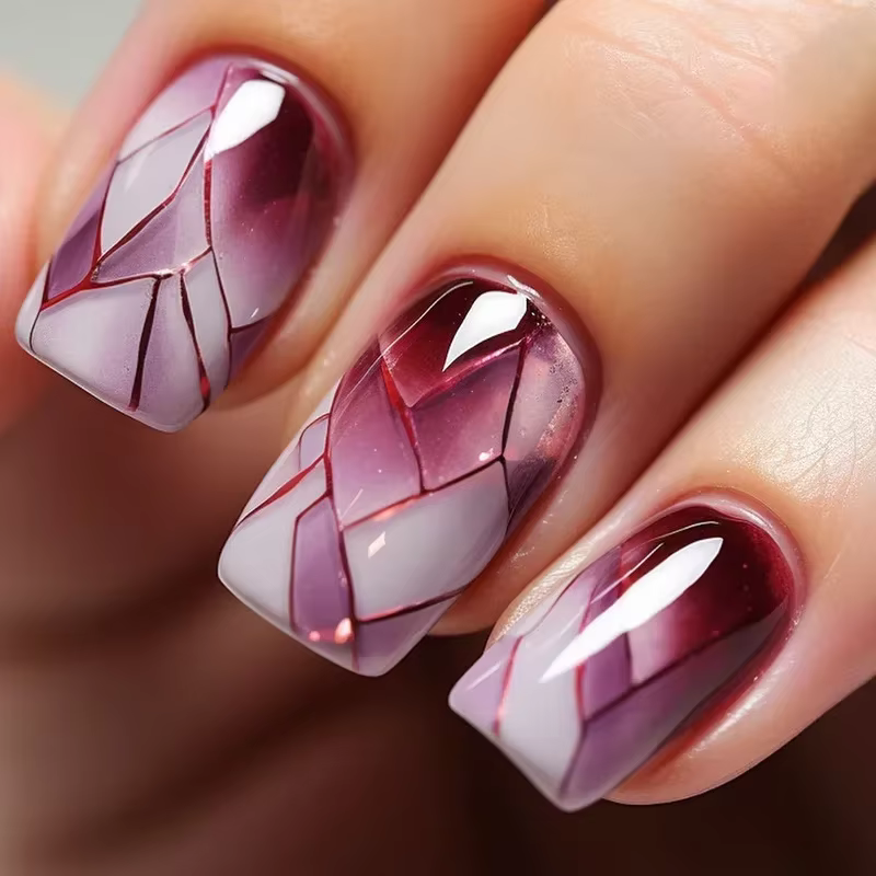 Faux ongles français courts et carrés simples, 24 pièces, à pression sur fleurs colorées, couverture