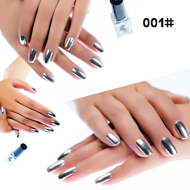 Verhéritage à ongles couleur métal semi-continu, gel miroir, couche de finition de base, gel UV, ver