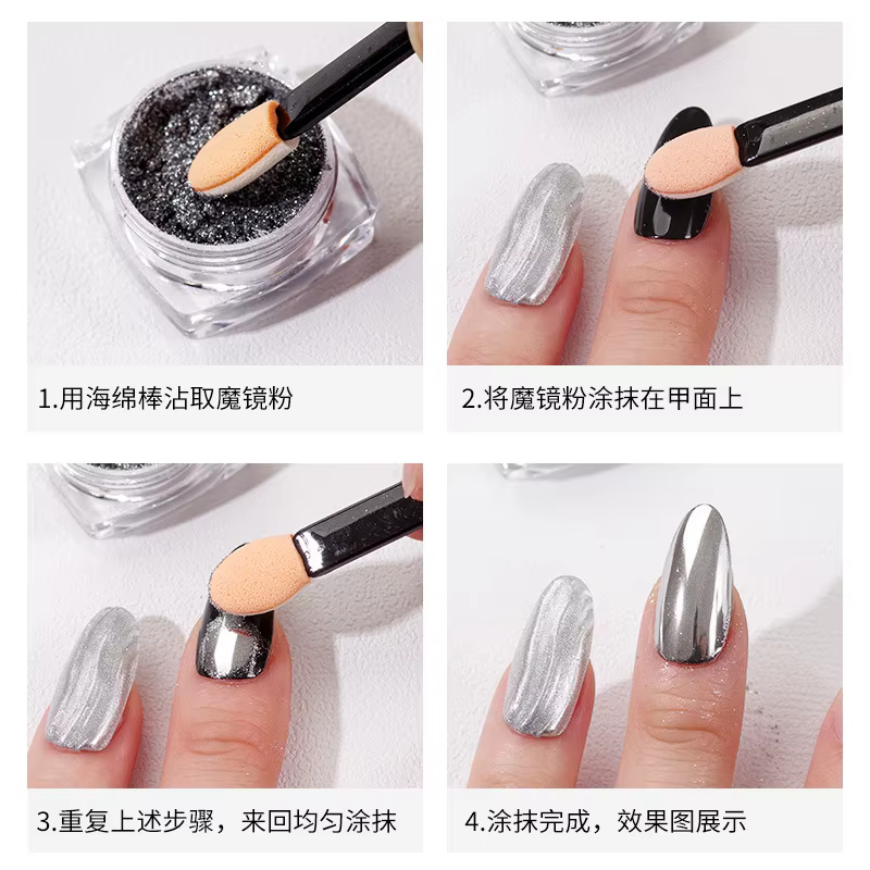 Éponge à Double extrémité pour poudre d'art des ongles, brosse multifonctionnelle pour fard à paupiè