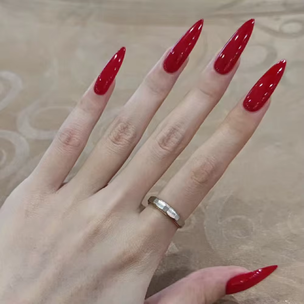 24 pièces bleu foncé papillon Y2k faux ongles épicés filles dégradé français pointu faux ongles pres
