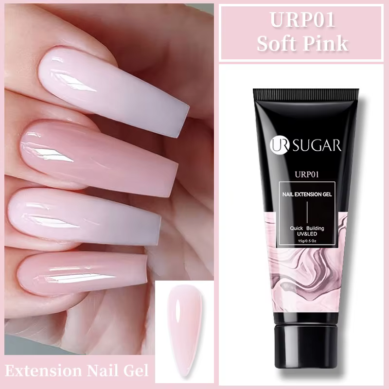 UR SUGAR 15ml gelée Extension vernis à ongles Gel de Construction UV rose blanc clair tremper Nail A
