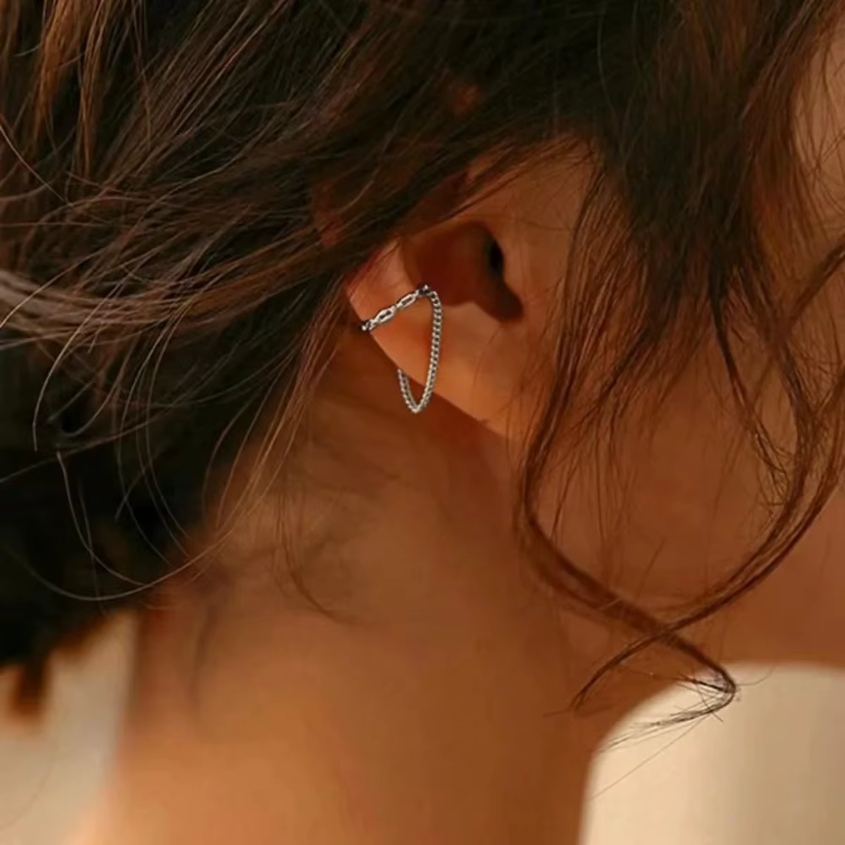 Boucles d'oreilles minimalistes sans Piercing pour femmes, 1 pièce, faux Piercing, chaîne, Clip en o