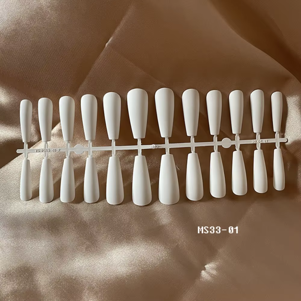 Faux ongles longs ballerine pour manucure, style français mat, couleur unie, détachables, pour DIY