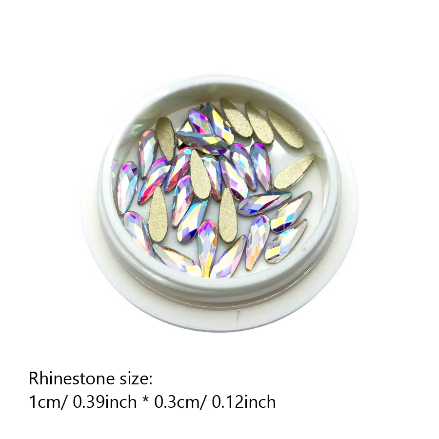 Lacrima fond plat/dos tranchants Nail Art strass verre cristal AB ongles décoration Boutique Salon a