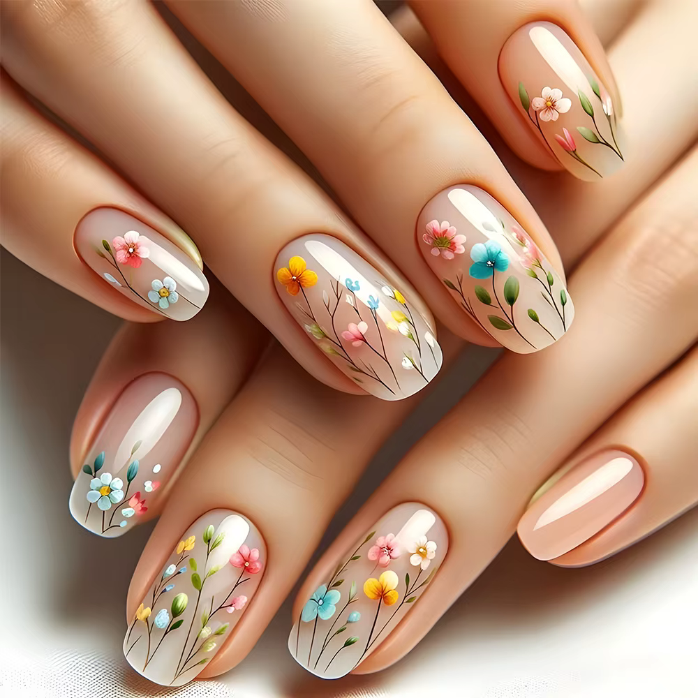 Faux ongles carrés courts et floraux, 24 pièces, avec colle, couleur unie, presse sur ongles en acry