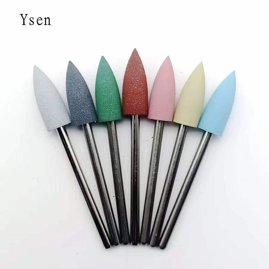 Tête Cuspidal 7 couleurs, tampon à ongles en caoutchouc et carbure de silicium, Machine de manucure