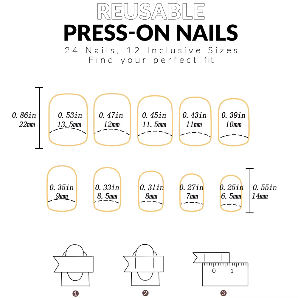 24 pièces de rayures minimalistes françaises courtes avec 1 gelée et 1 lime à ongles