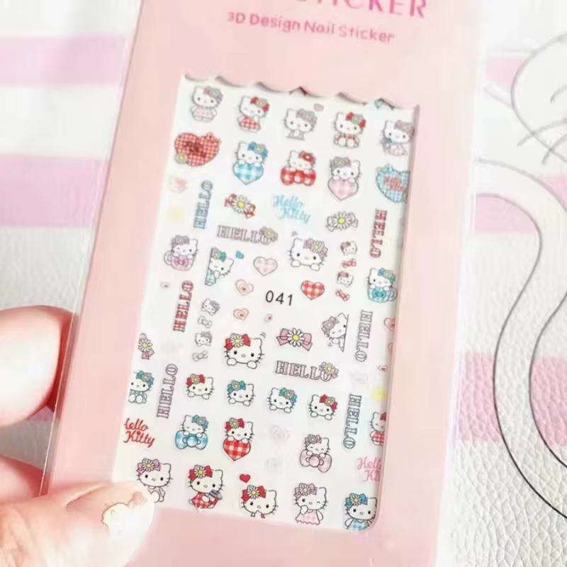 1 pièces Tomoni 3D Hello Kitty autocollant pour ongles dames mignon fournitures pour ongles décalcom