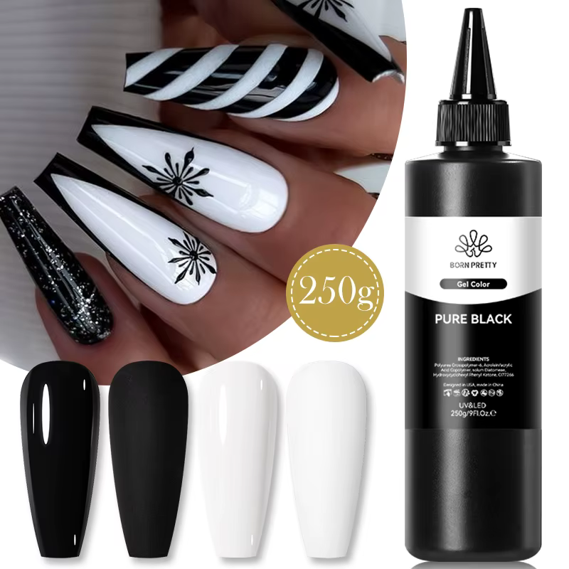Faillite N PRETTY-Verhéritage à Ongles Gel UV LED, Noir Pur, Blanc, Semi Continu, Gel Nude, GT Recha