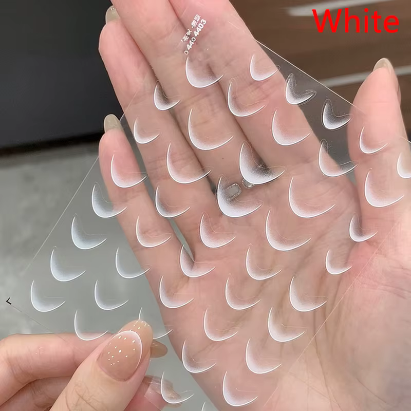 [GLOW] 1 feuille mode français dégradé Nail Art autocollants mince noir blanc ligne presse sur ongle