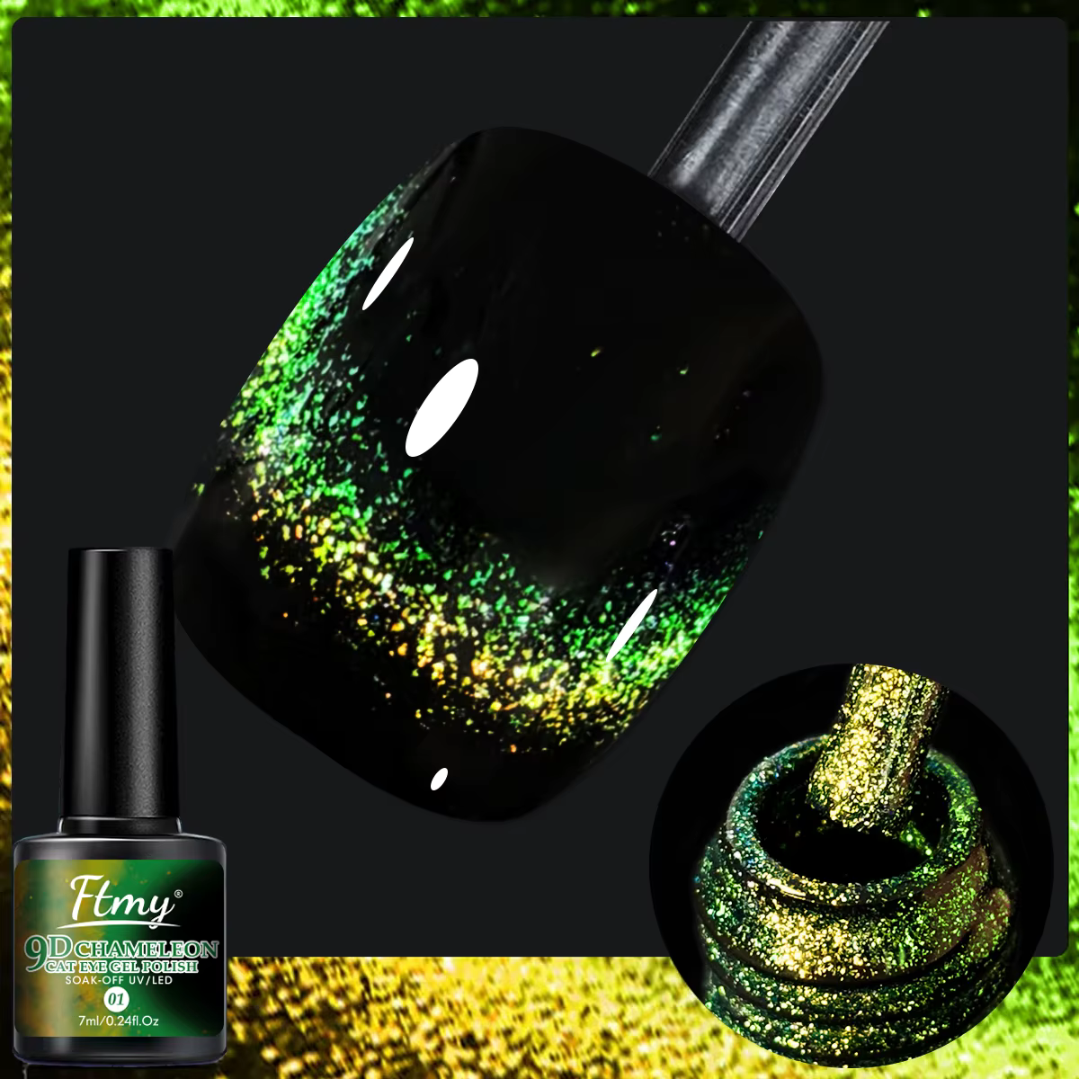 Gel à ongles magnétique arc-en-ciel de 7ml, vernis Gel magnétique pour les yeux de chat, Gel magique