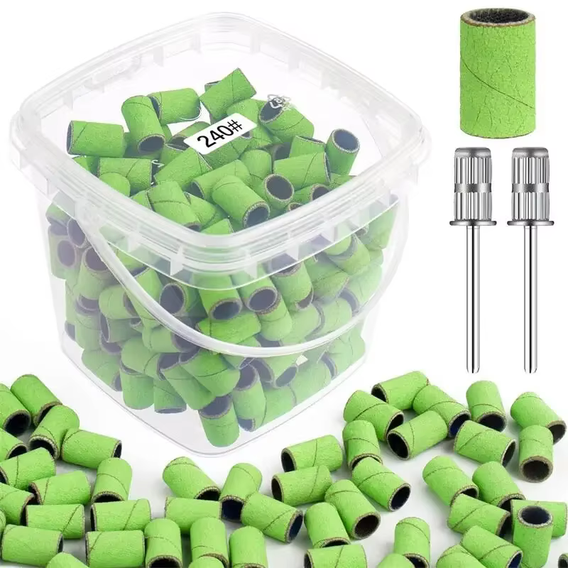 Bandes de ponçage pour nail art, grain 80 120 180 240 avec 2 forets pour manucure et pédicure, acces