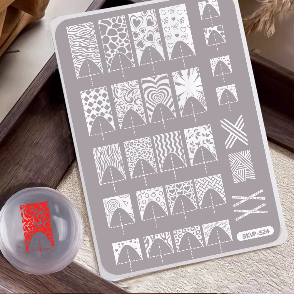 Plaques de stamping pour ongles, motifs léopard, style français, style chinois, style français en fo