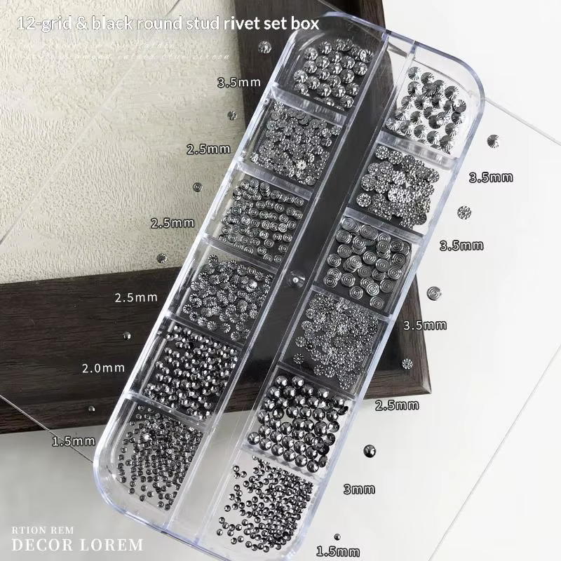 12 Grilles de Charms Métalliques pour Ongles, Clous et Rivets de Nail Art d'Inspiration Punk, Access