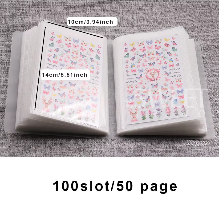 Livre de rangement d'autocollants pour ongles, 100 fentes, livre de Collection vide, support organis