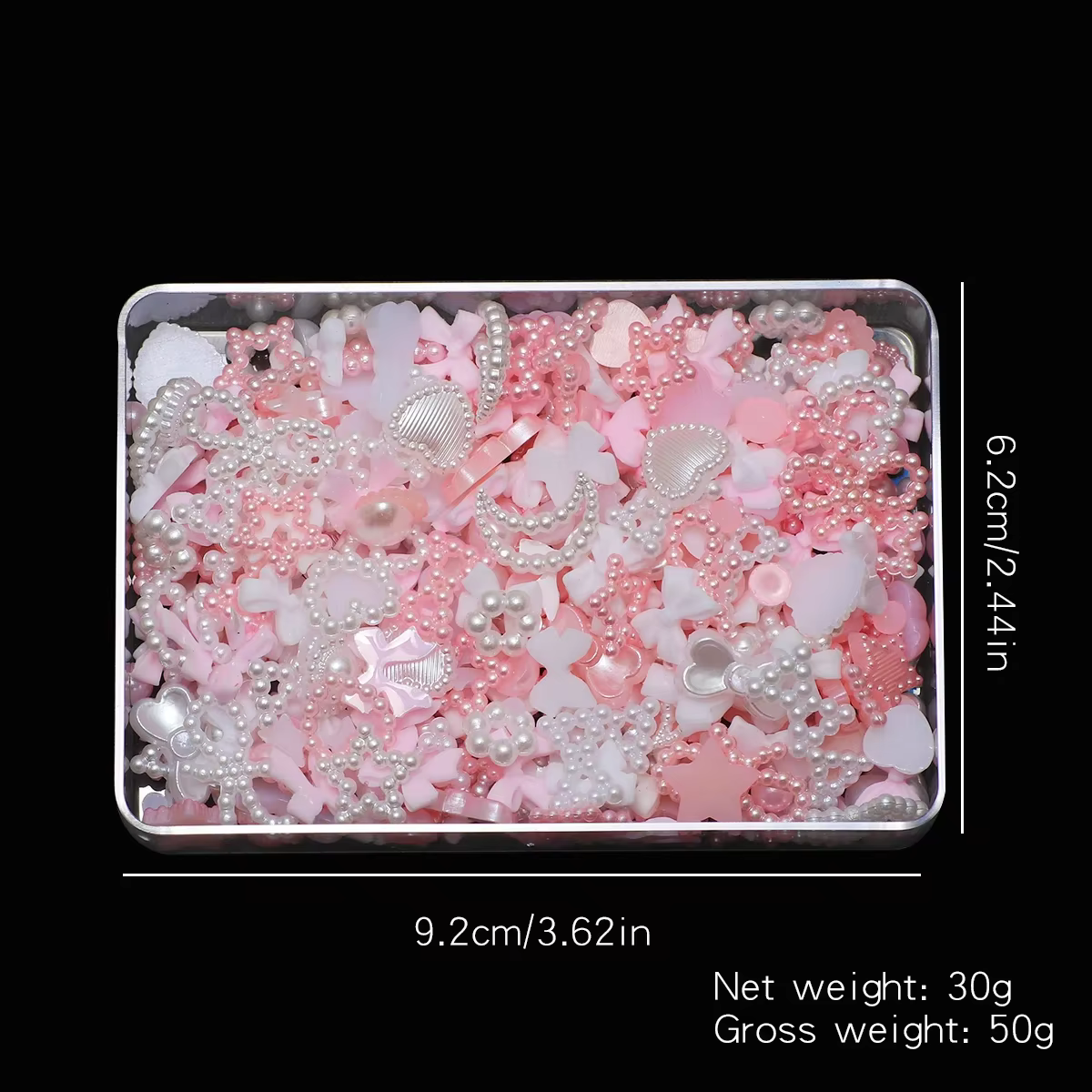 1 boîte d'accessoires pour ongles, breloque 3d en résine, nœud d'amour, pentagramme, accessoires pou