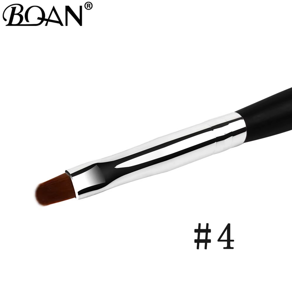 BQAN # 4 # 6 # 8 # 10 Pinceaux à ongles noirs pour gel UV, manche en bois sculpté, outils de manucur