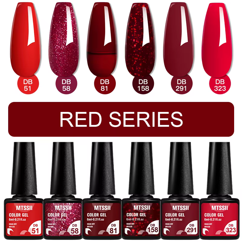 6 pièces Gel vernis à ongles ensemble HEMA gratuit rouge marron couleur Semi Permanent tremper UV Ge