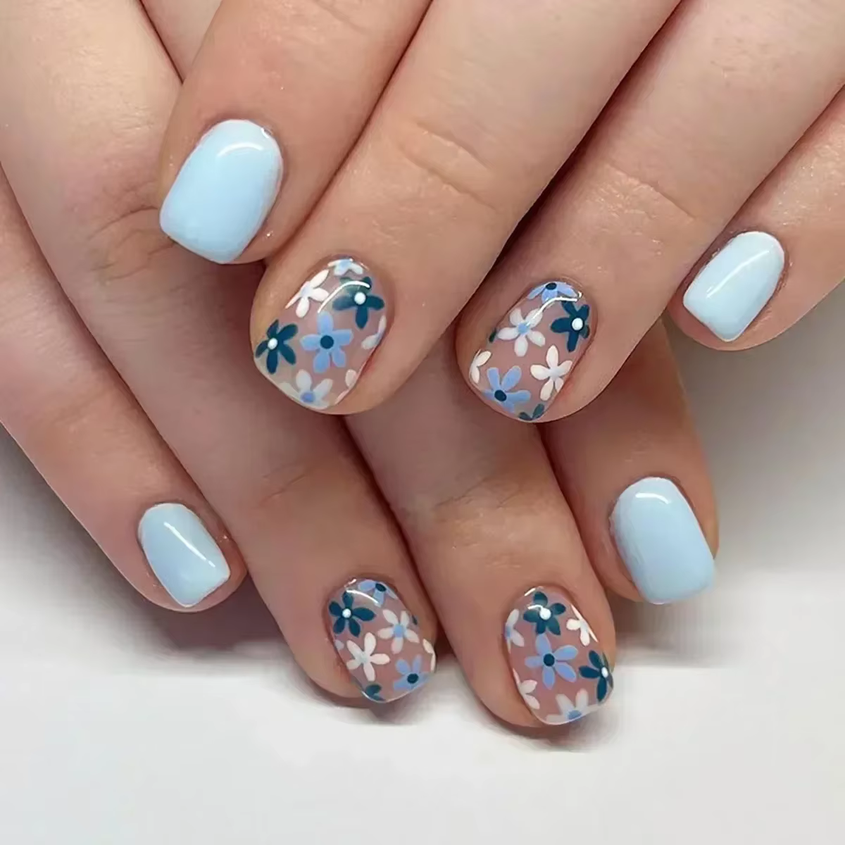 Faux ongles carrés courts en forme de fleur ambre, avec colle, dessins d'automne portables, à pressi