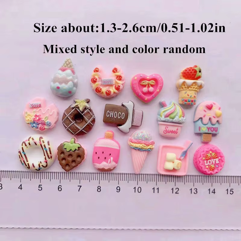 20 pièces/sac Style mixte résine bonbons Biscuit nourriture Nail Art coque de téléphone épingle à ch